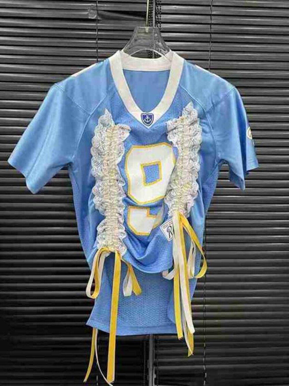 Blue Ruffled No.9 Jersey Top